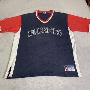 Vintage Houston Rockets Shirt Mens XL Blue Champion Shooting Shirt 90s USA Made